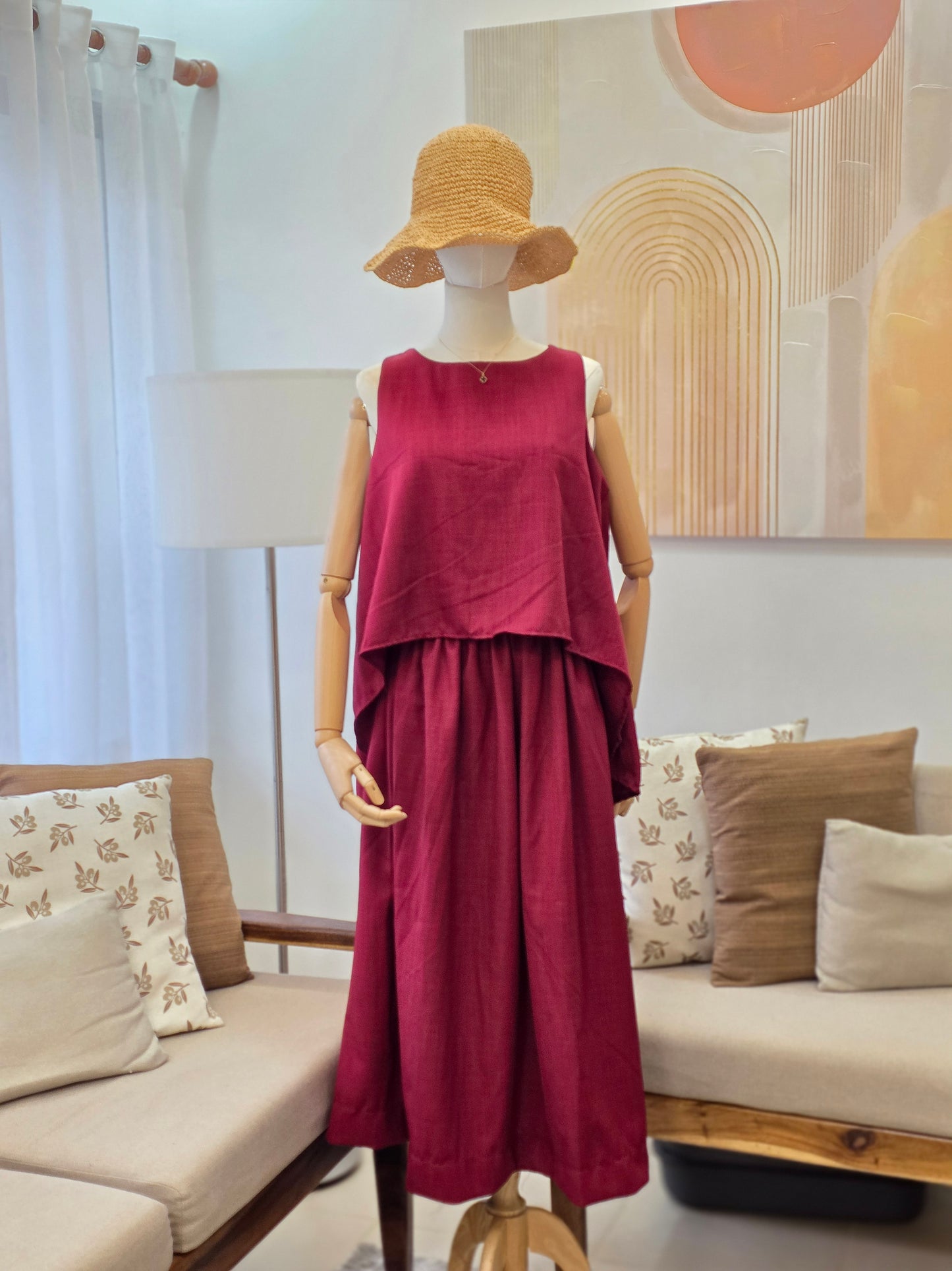 Sleeveless & Maxi Skirt Linen Set
