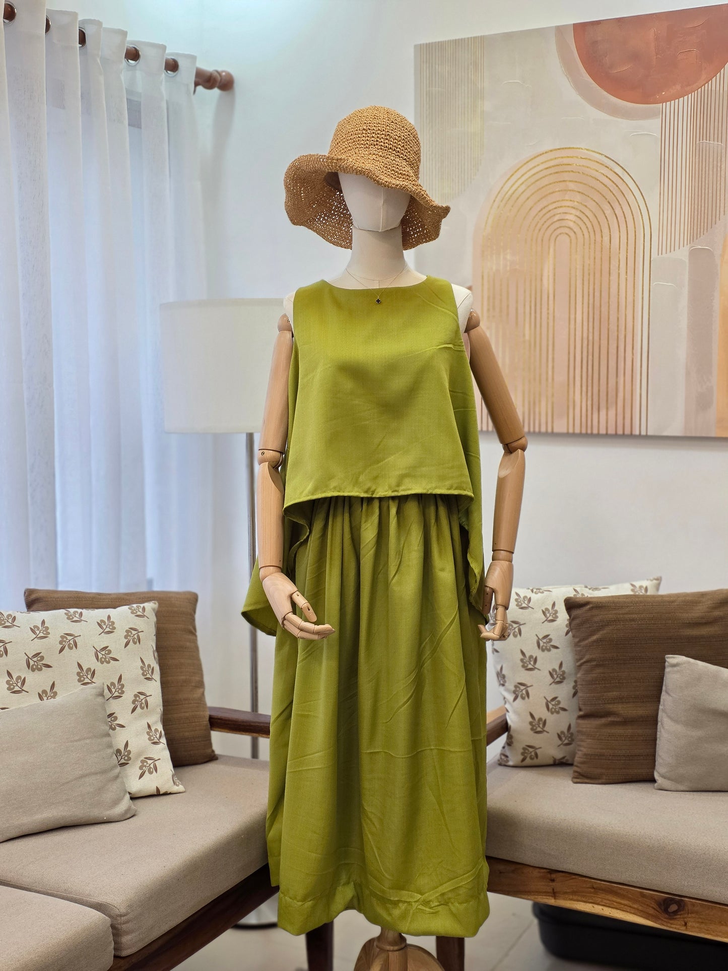 Sleeveless & Maxi Skirt Linen Set