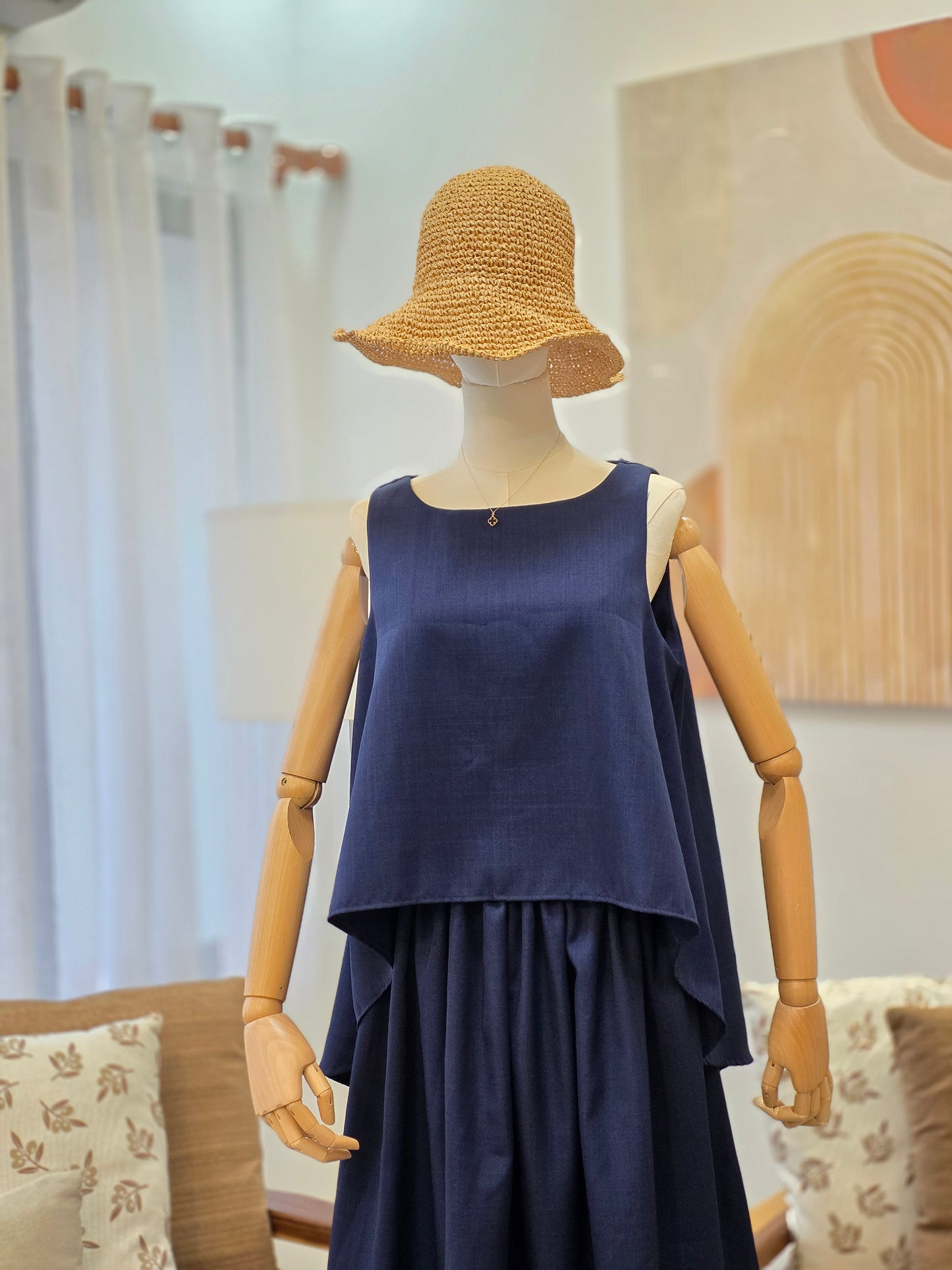 Sleeveless & Maxi Skirt Linen Set