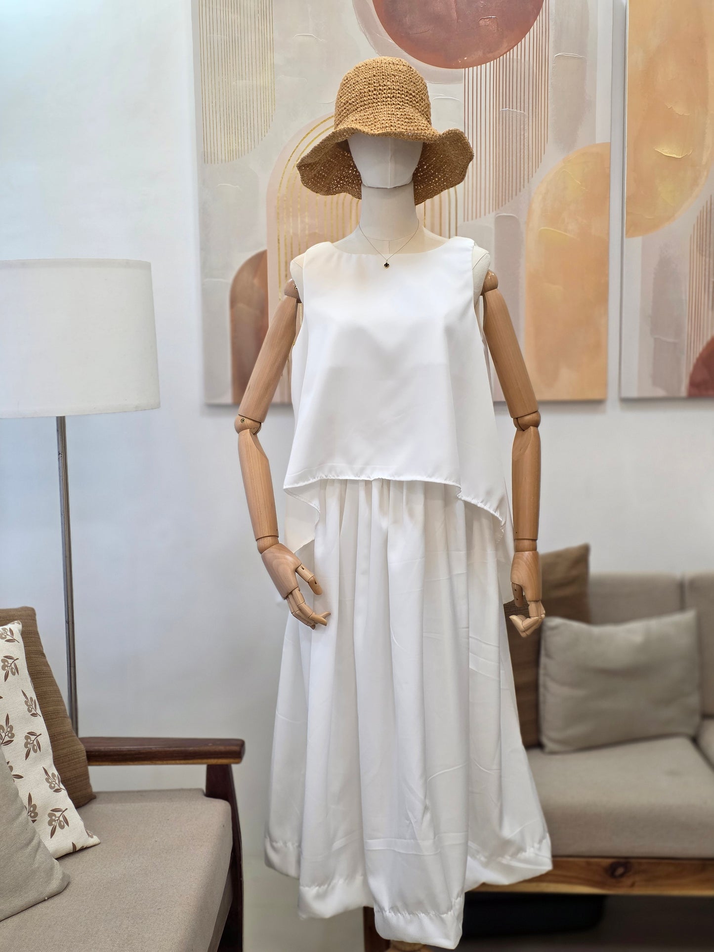 Sleeveless & Maxi Skirt Linen Set
