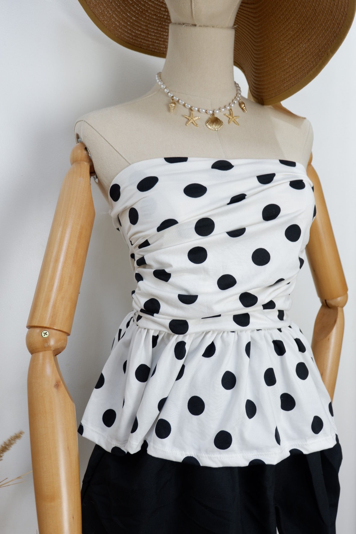 Peplum Polka Tube Top