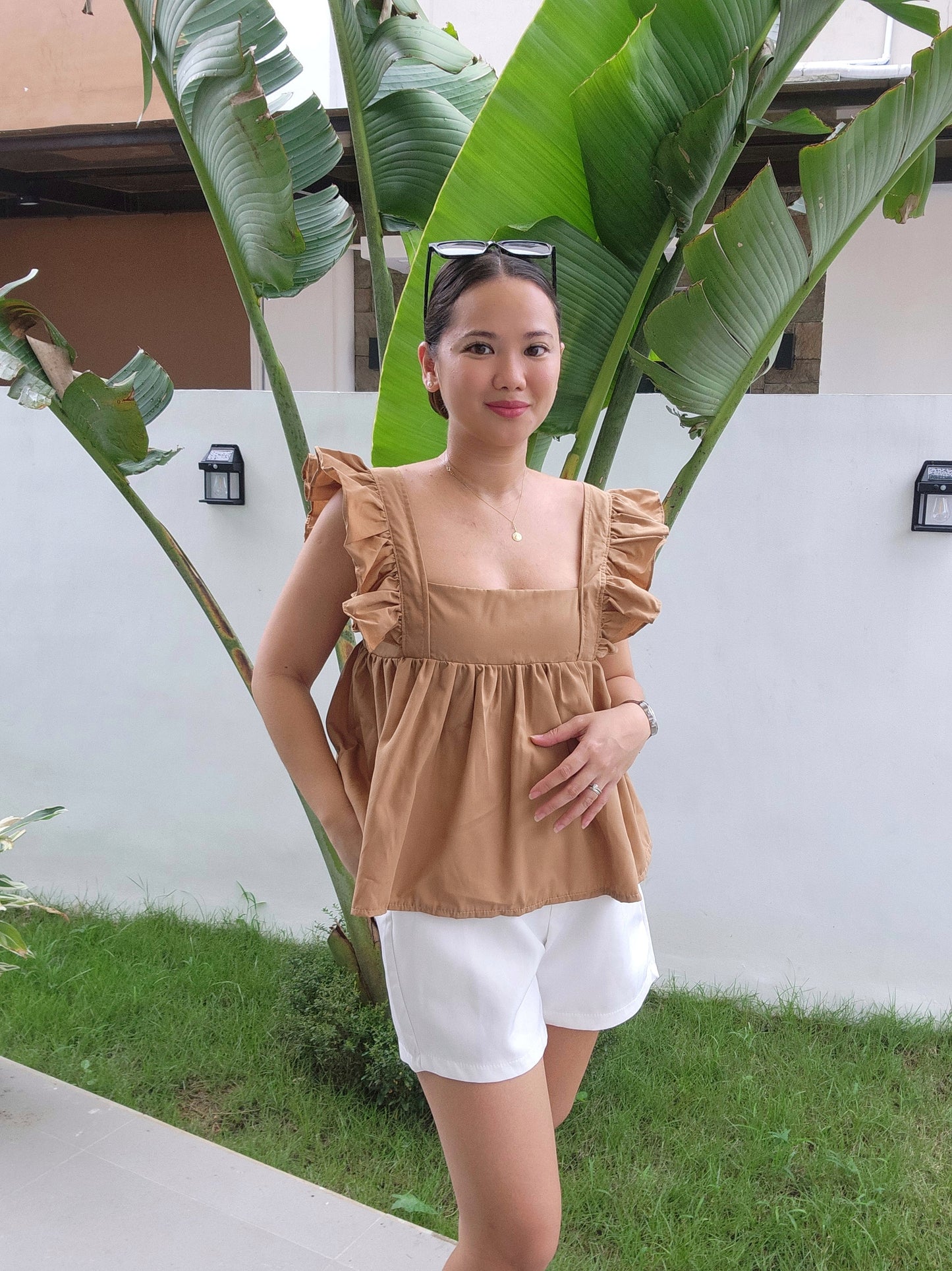 Tie Back Ruffle Sleeve Top