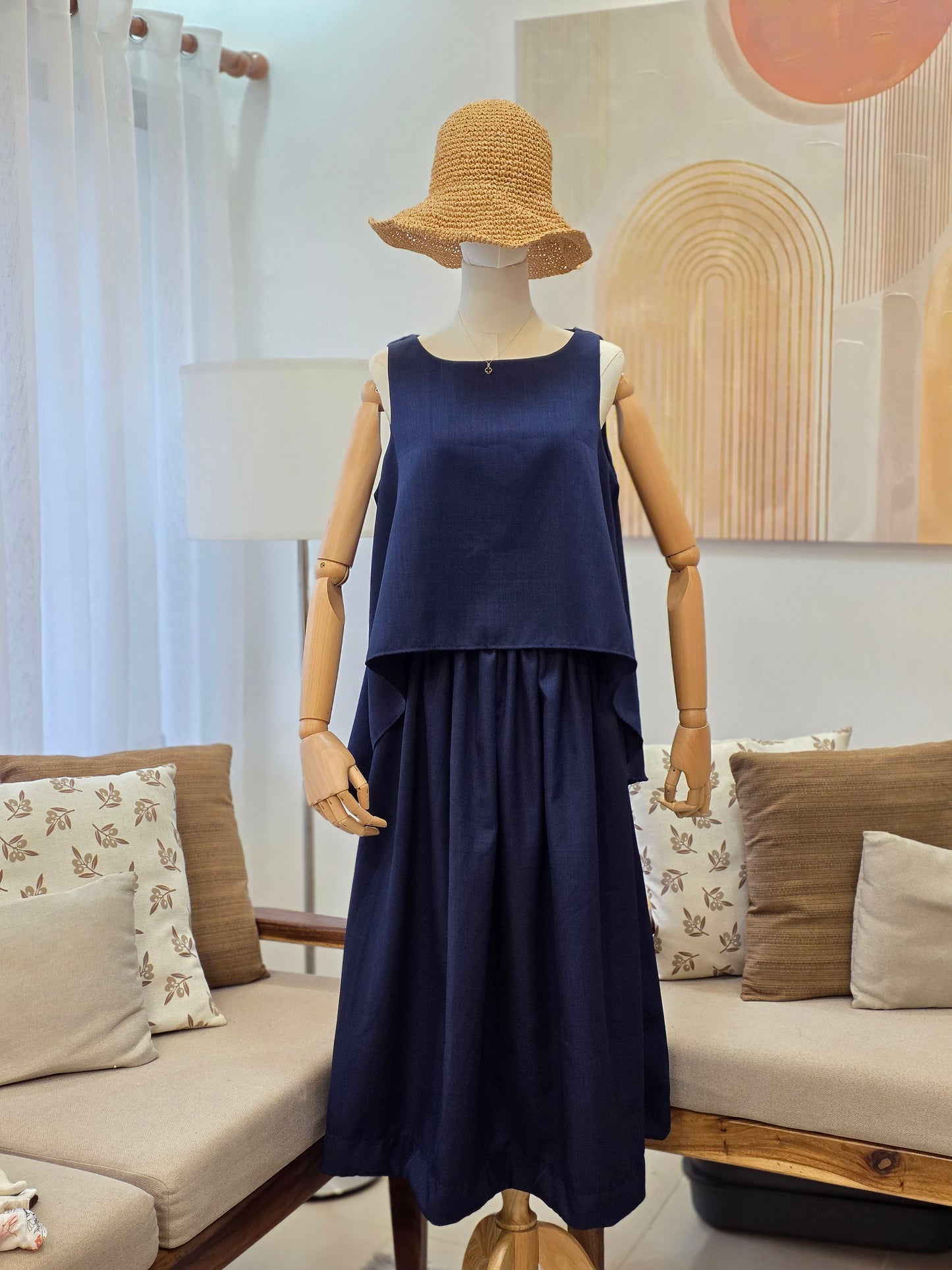 Sleeveless & Maxi Skirt Linen Set