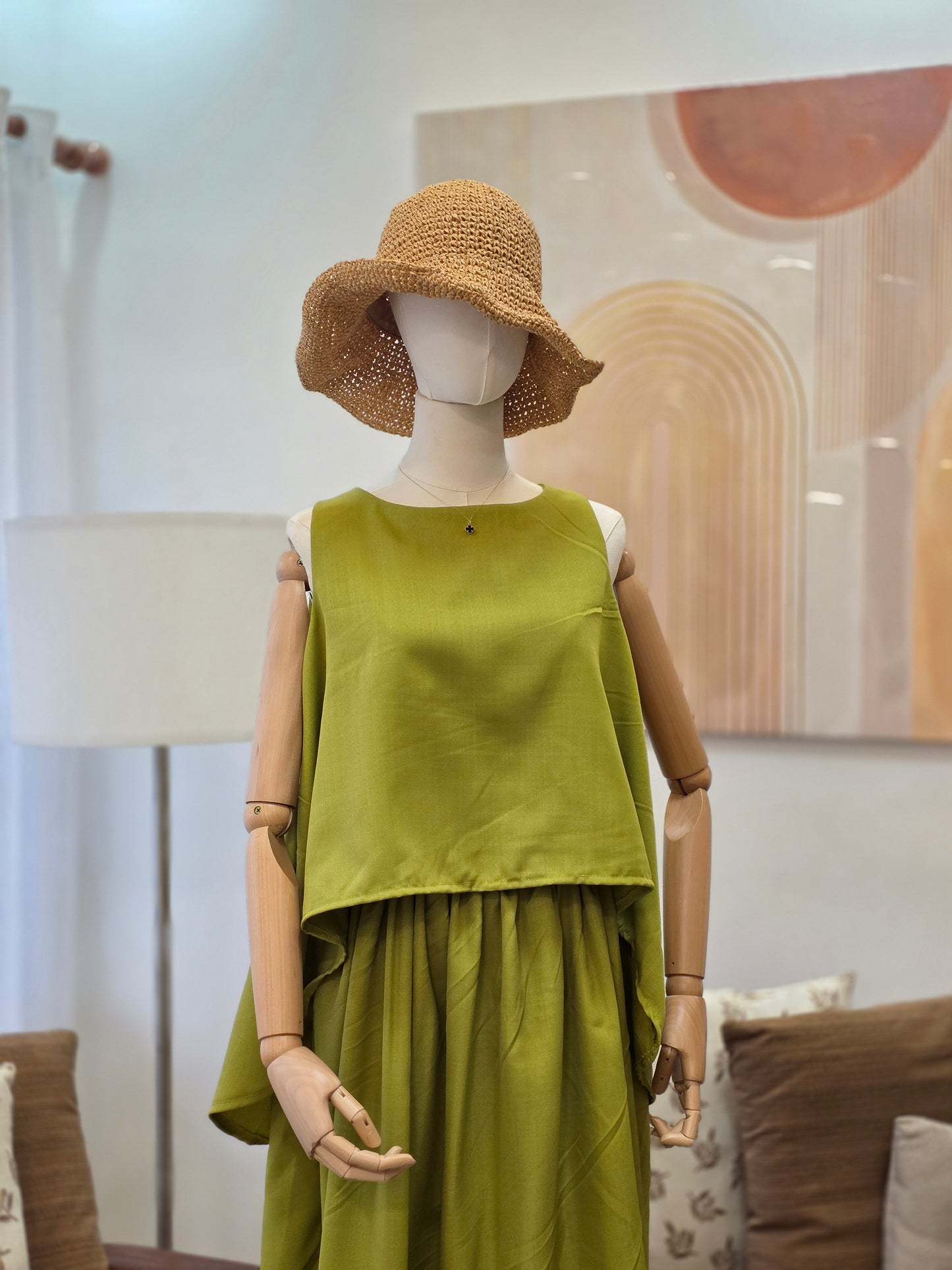 Sleeveless & Maxi Skirt Linen Set
