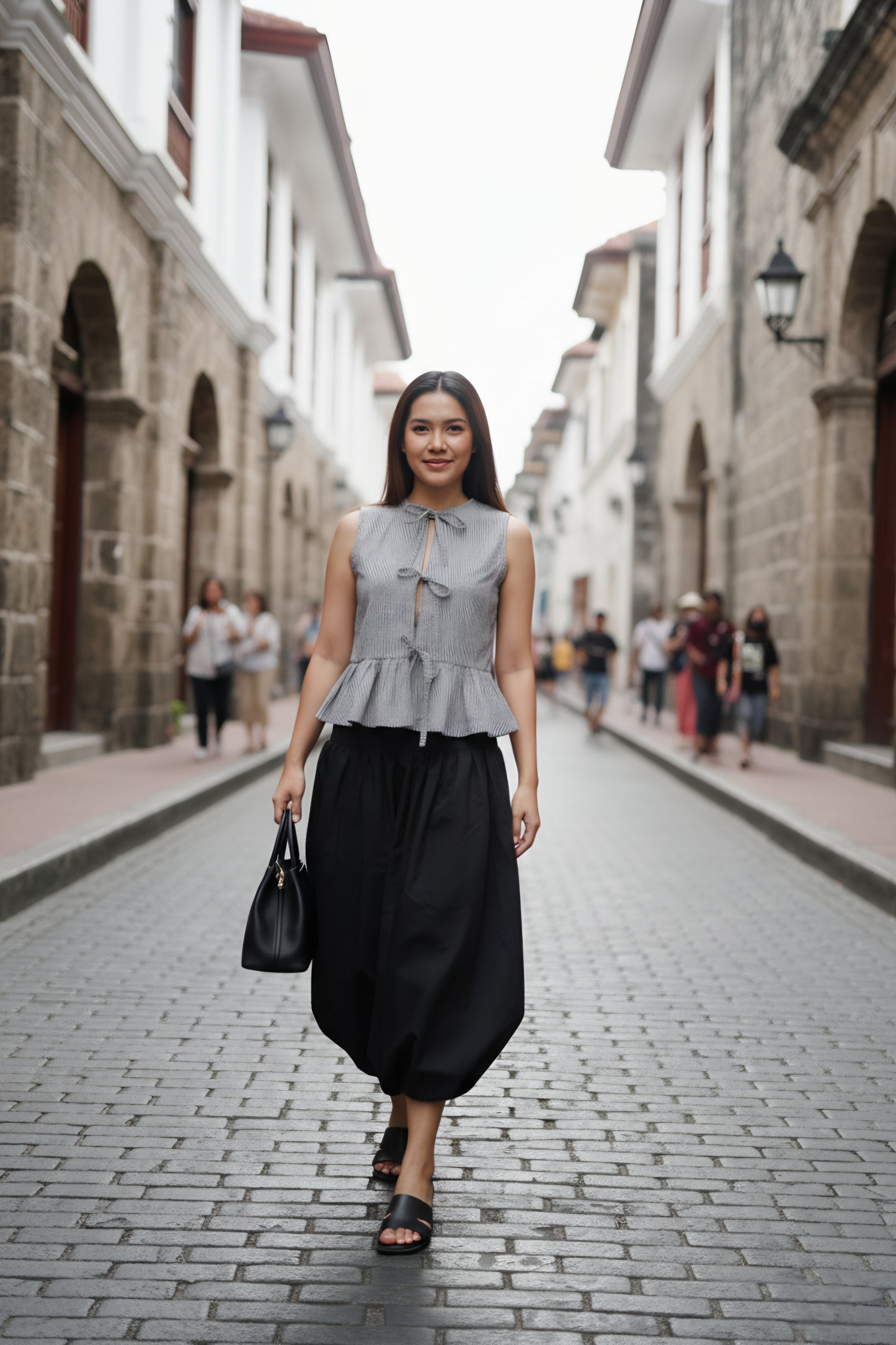 Striped Tie-Front Peplum Top
