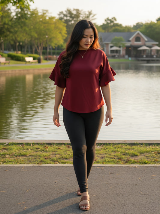 Plus Size - Flair Sleeves Top