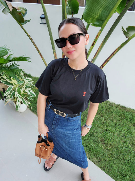 Embroidered “A” Heart Cotton T-Shirt