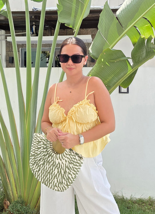 Strappy Ruched Ribbon Top