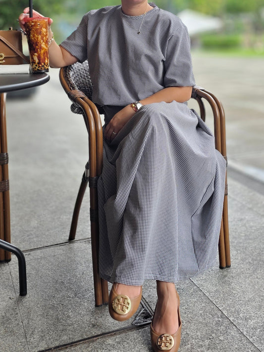 Gingham Bubble Top & Skirt Set