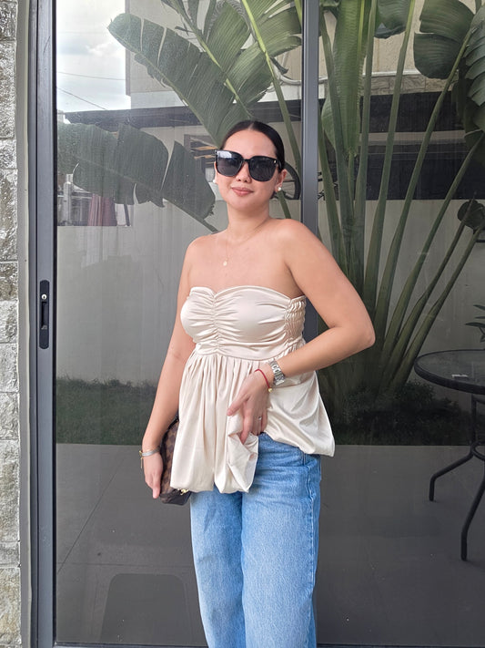 Silk Ruched Tube Top