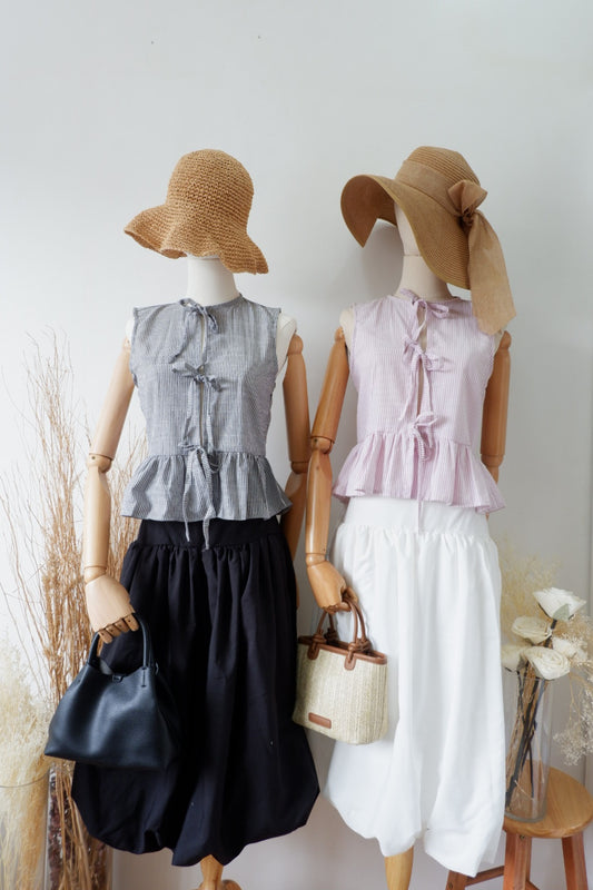 Striped Tie-Front Peplum Top
