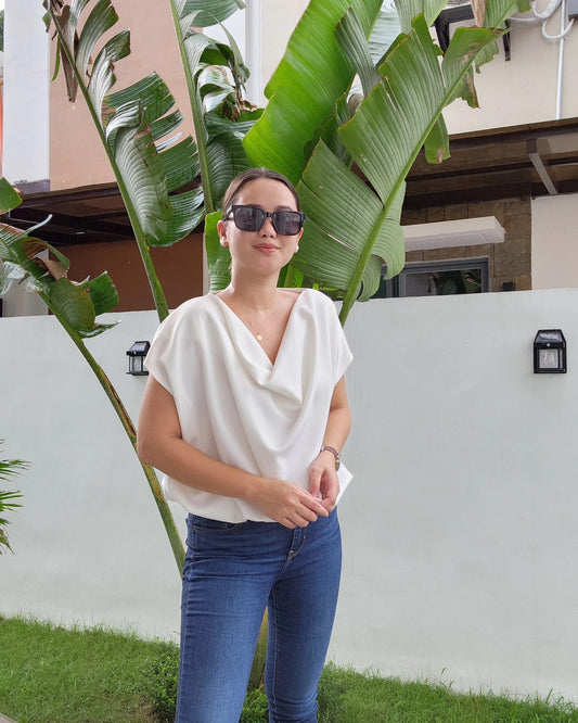 Cowl Square Top w/ Waist Garter