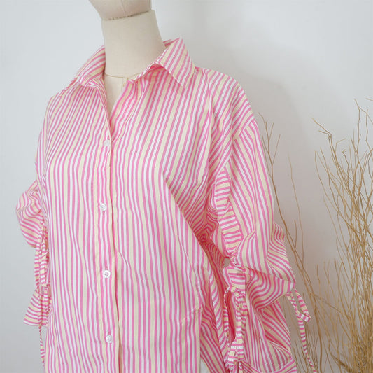 Tie String Sleeves Button Downs