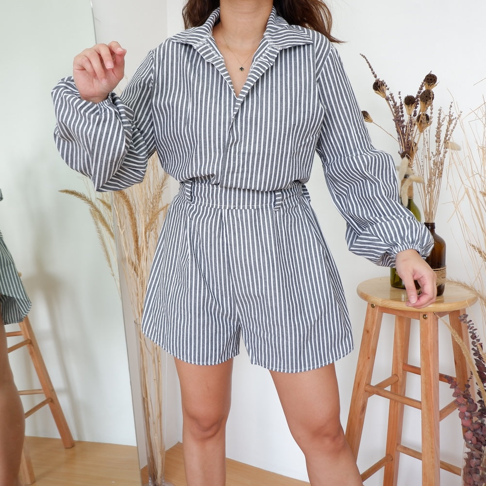 Striped Shorts Jumpsuit