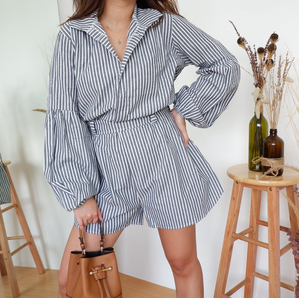 Striped Shorts Jumpsuit