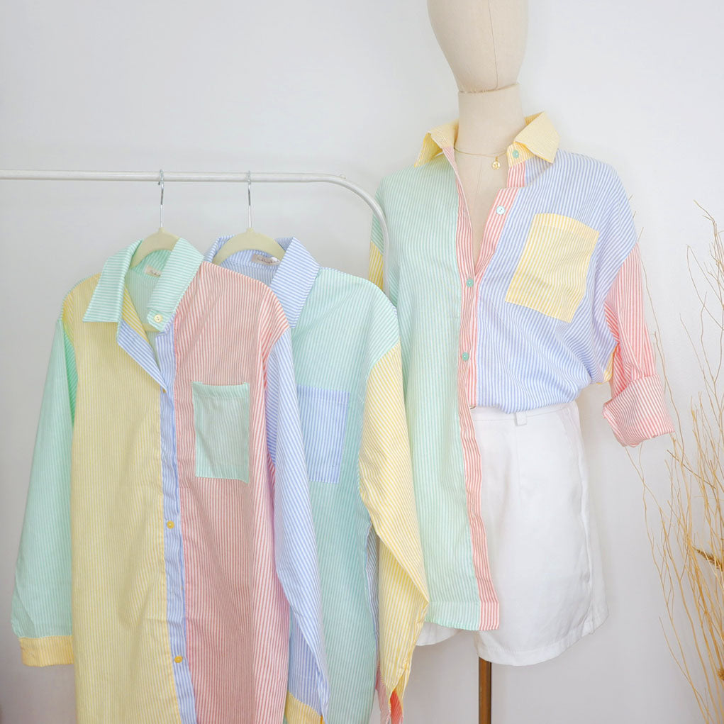 Color Contrast Stripes Button Downs