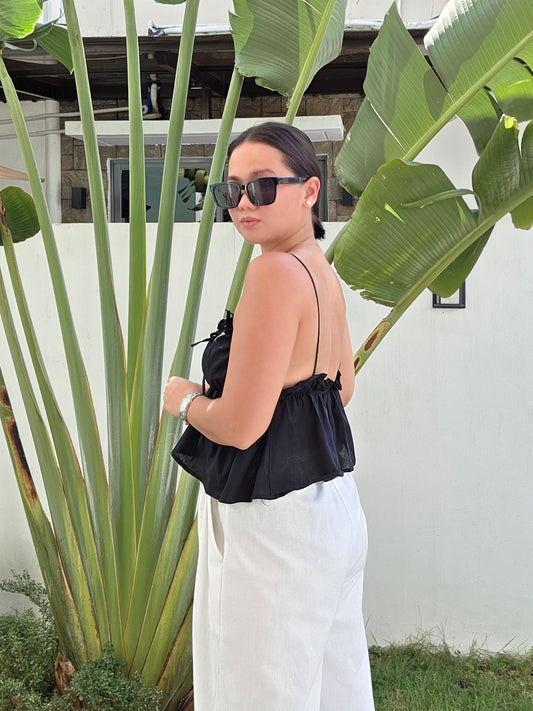Strappy Ruched Ribbon Top