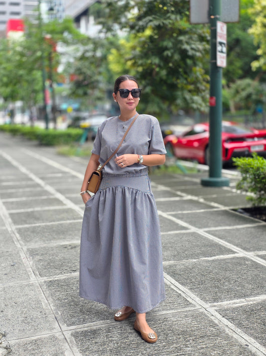 Gingham Bubble Top & Skirt Set