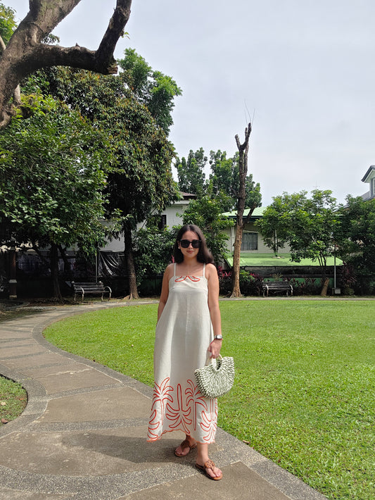 Tropical Linen Strap Dress