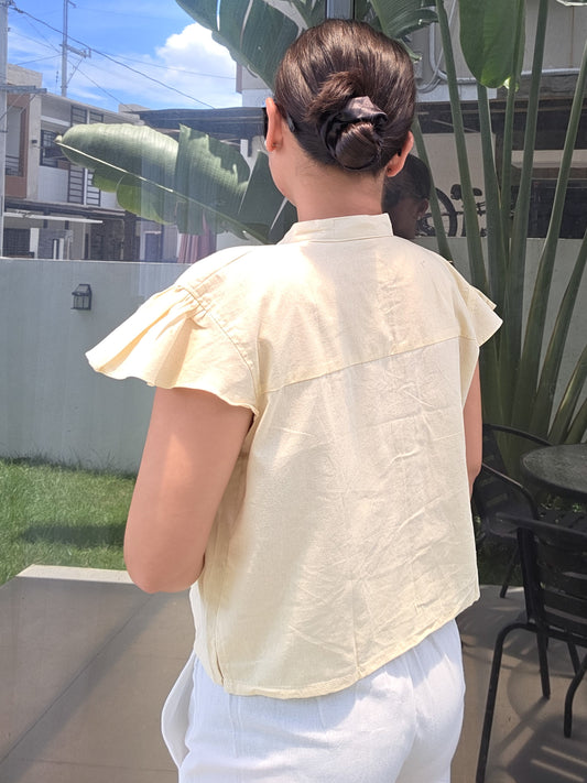 Sunny Linen Boxy Button Top