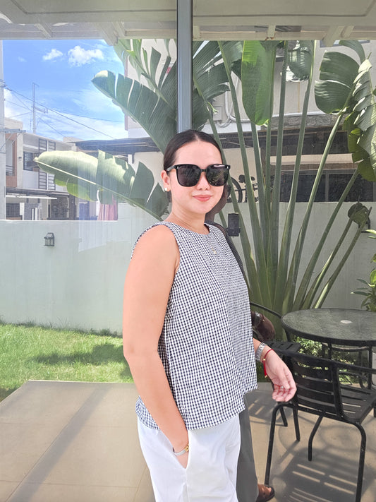 Checkered Sleeveless Boxy Top