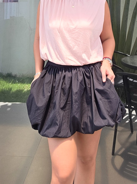 Poplin Mini Balloon Skirt