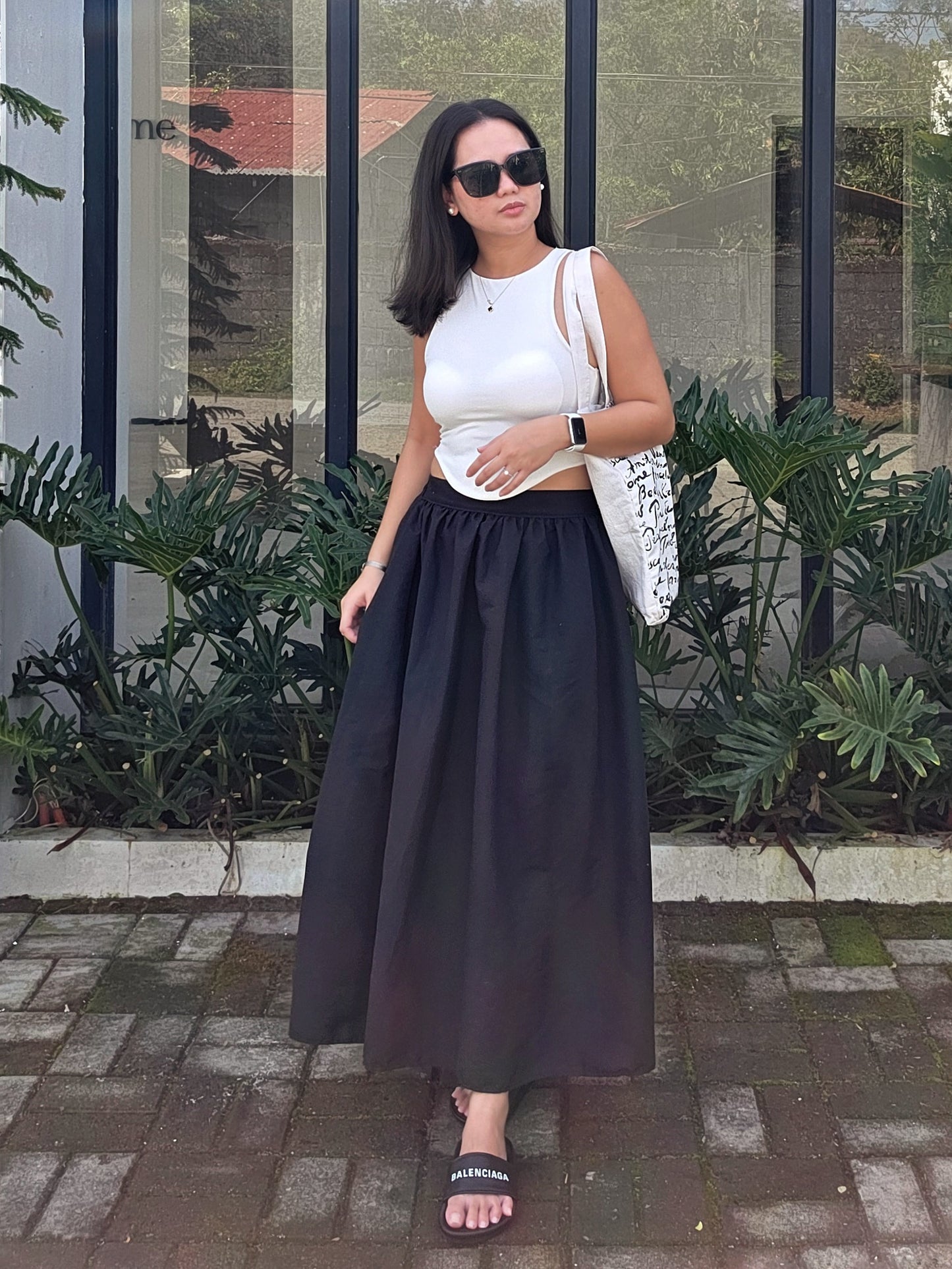 Riviera Midi Skirt (Acid Linen A-Line Skirt)