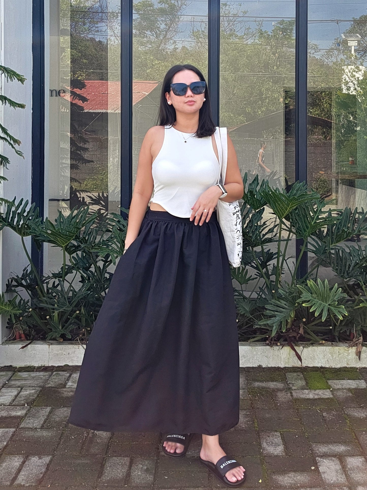 Riviera Midi Skirt (Acid Linen A-Line Skirt)
