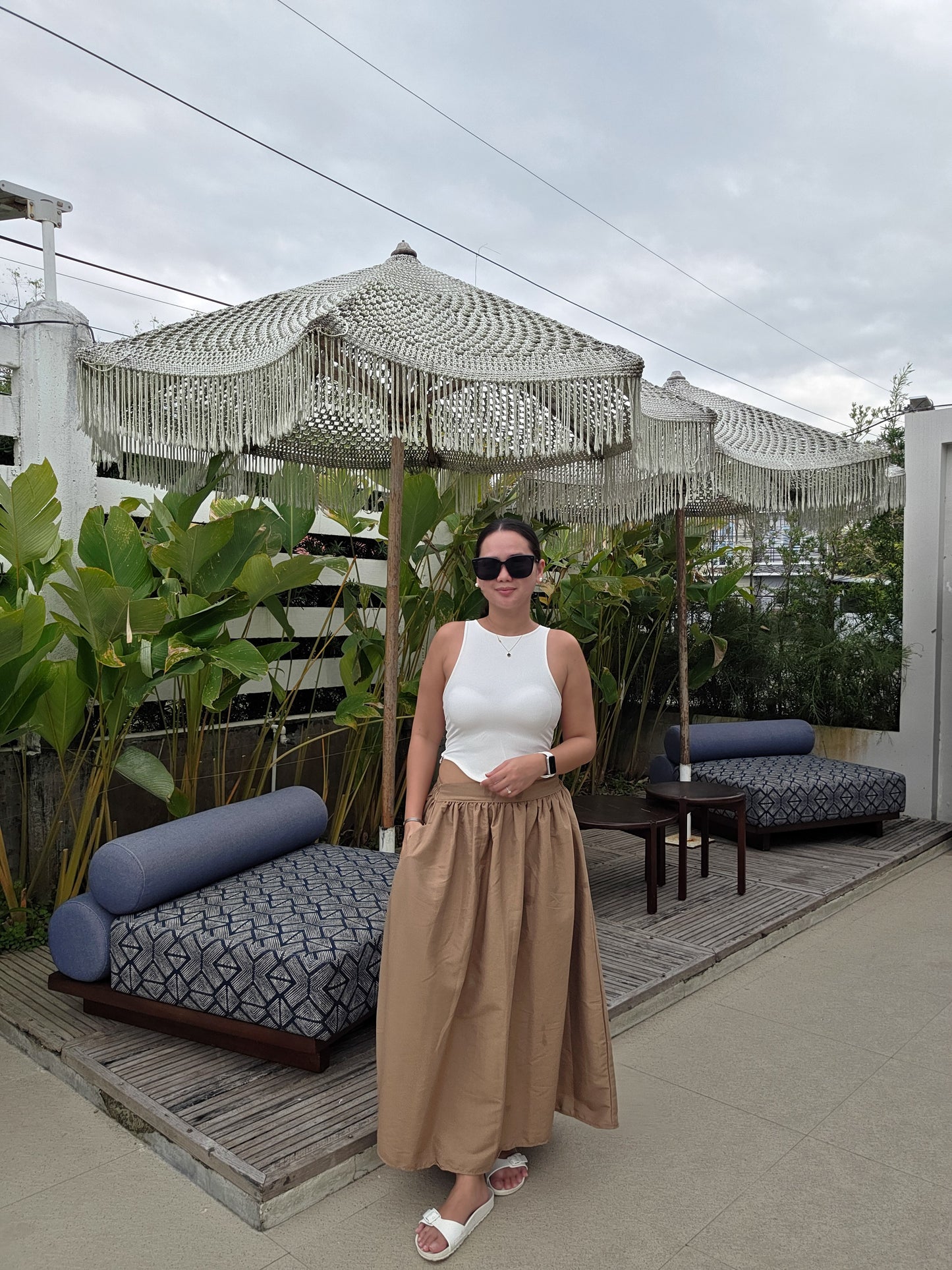 Riviera Midi Skirt (Acid Linen A-Line Skirt)