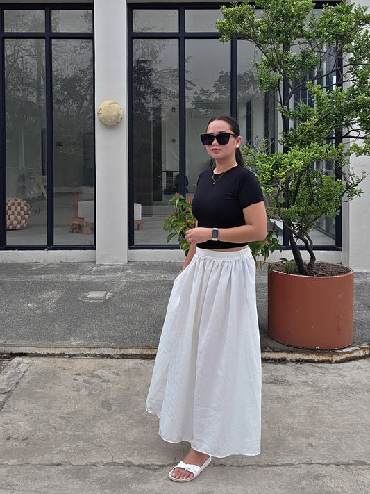 Riviera Midi Skirt (Acid Linen A-Line Skirt)