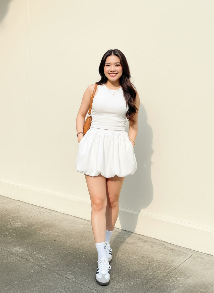 Poplin Mini Balloon Skirt