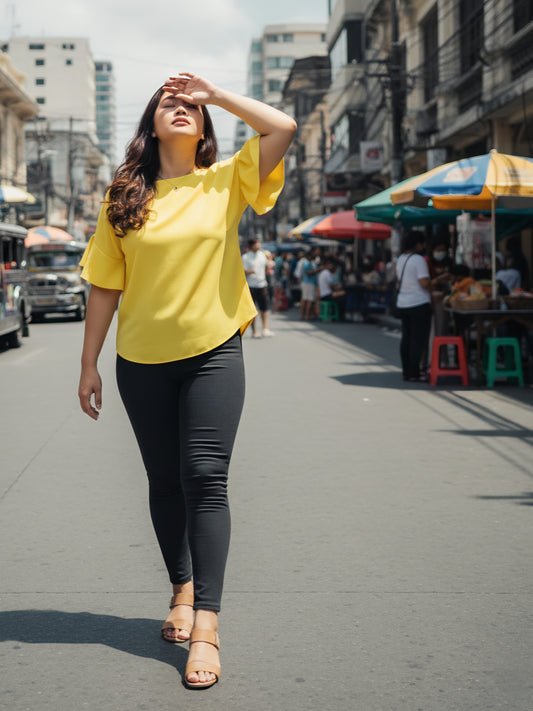 Plus Size - Flair Sleeves Top