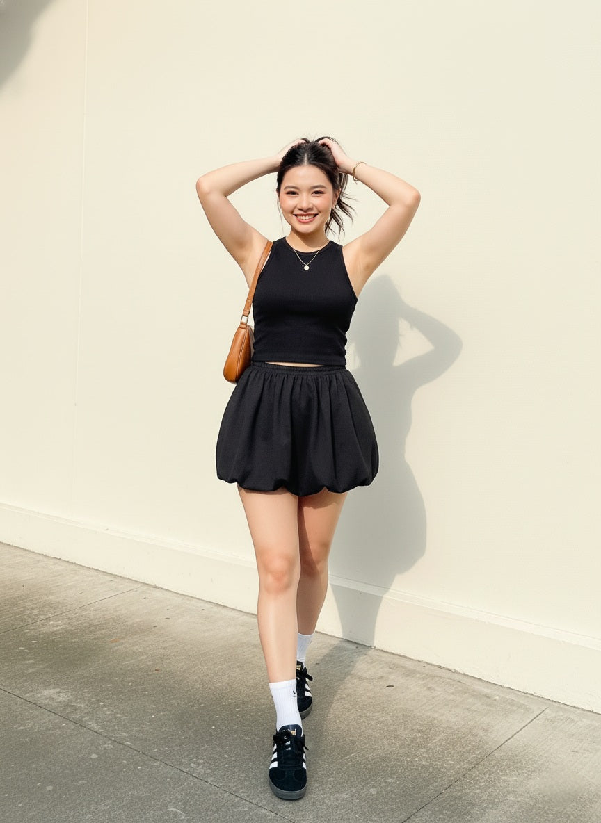Poplin Mini Balloon Skirt