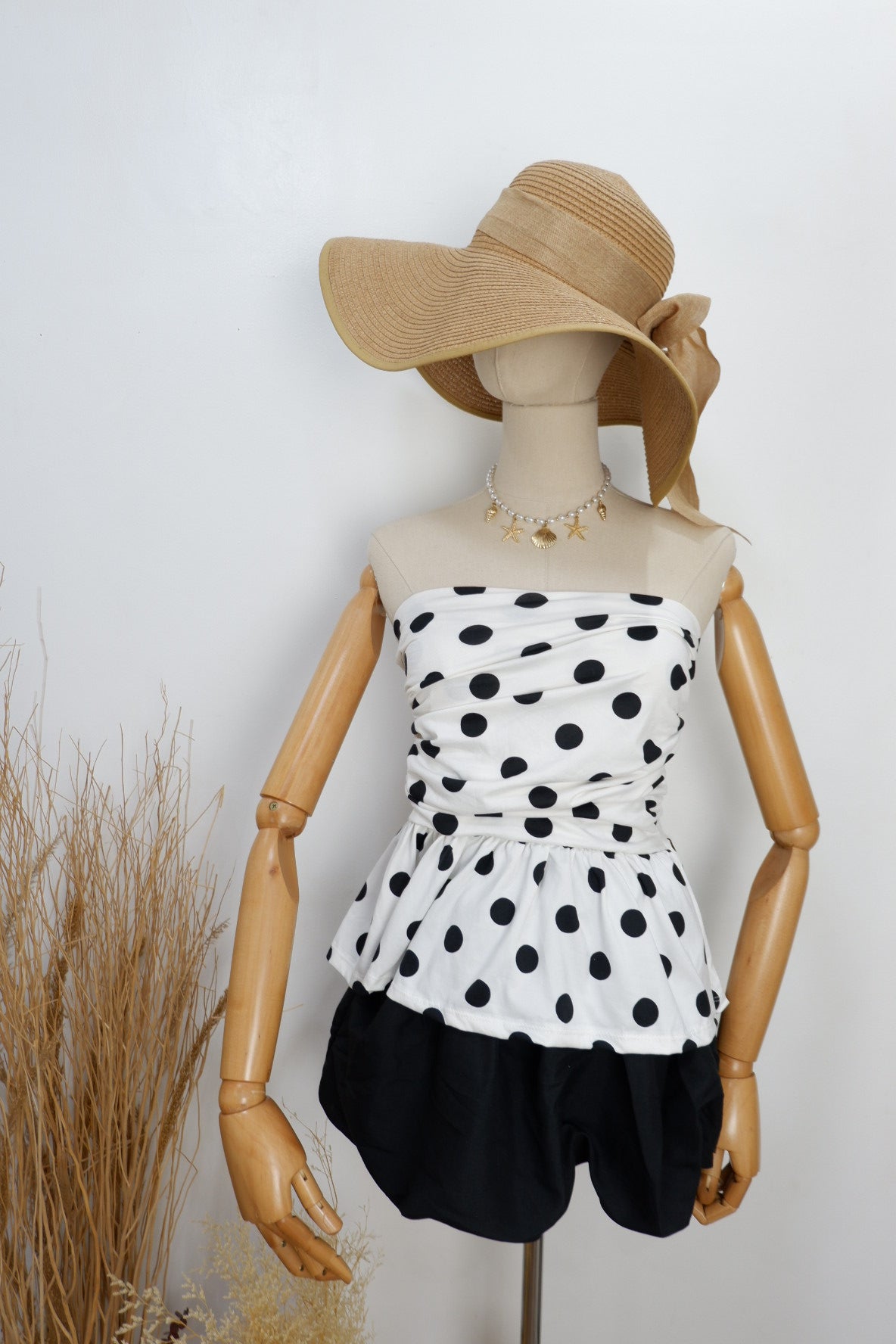 Peplum Polka Tube Top
