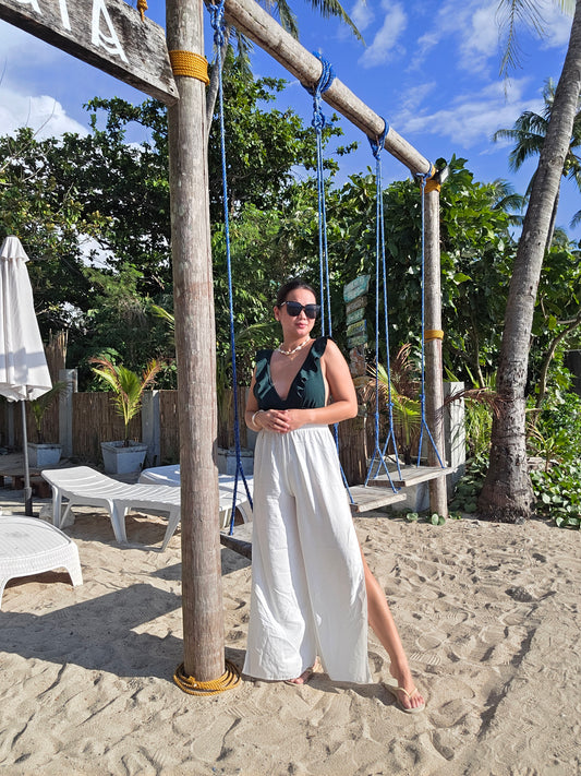 Beach Linen Slit Pants
