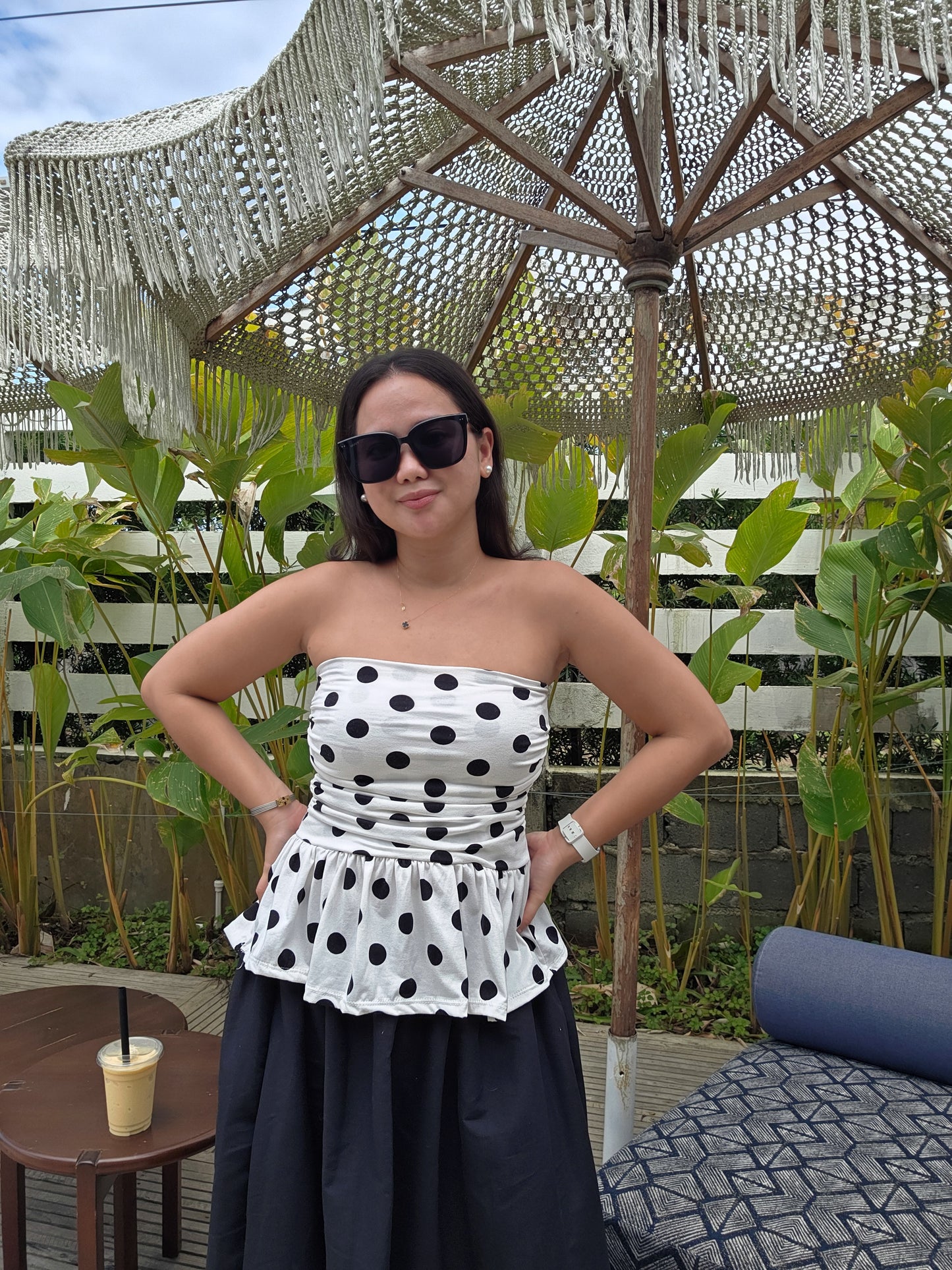 Peplum Polka Tube Top