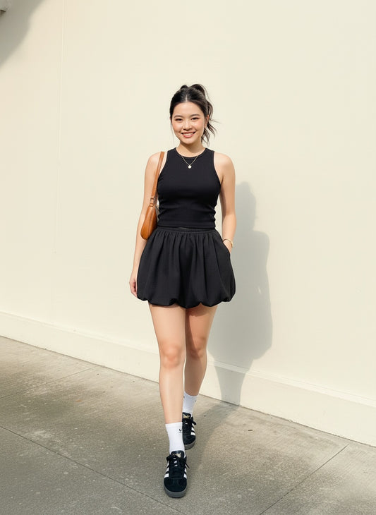 Poplin Mini Balloon Skirt