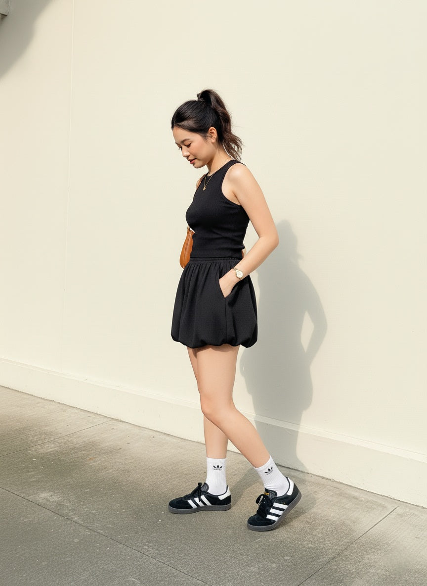 Poplin Mini Balloon Skirt