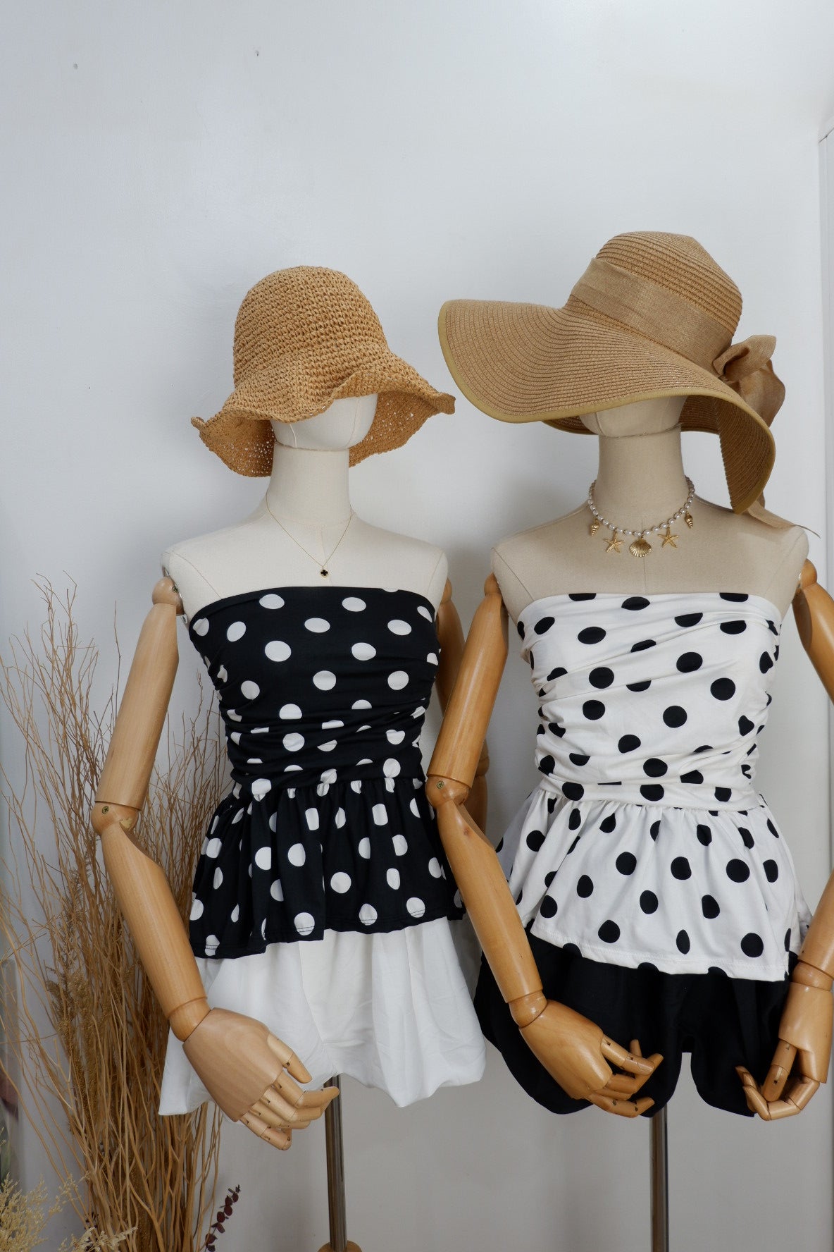 Peplum Polka Tube Top