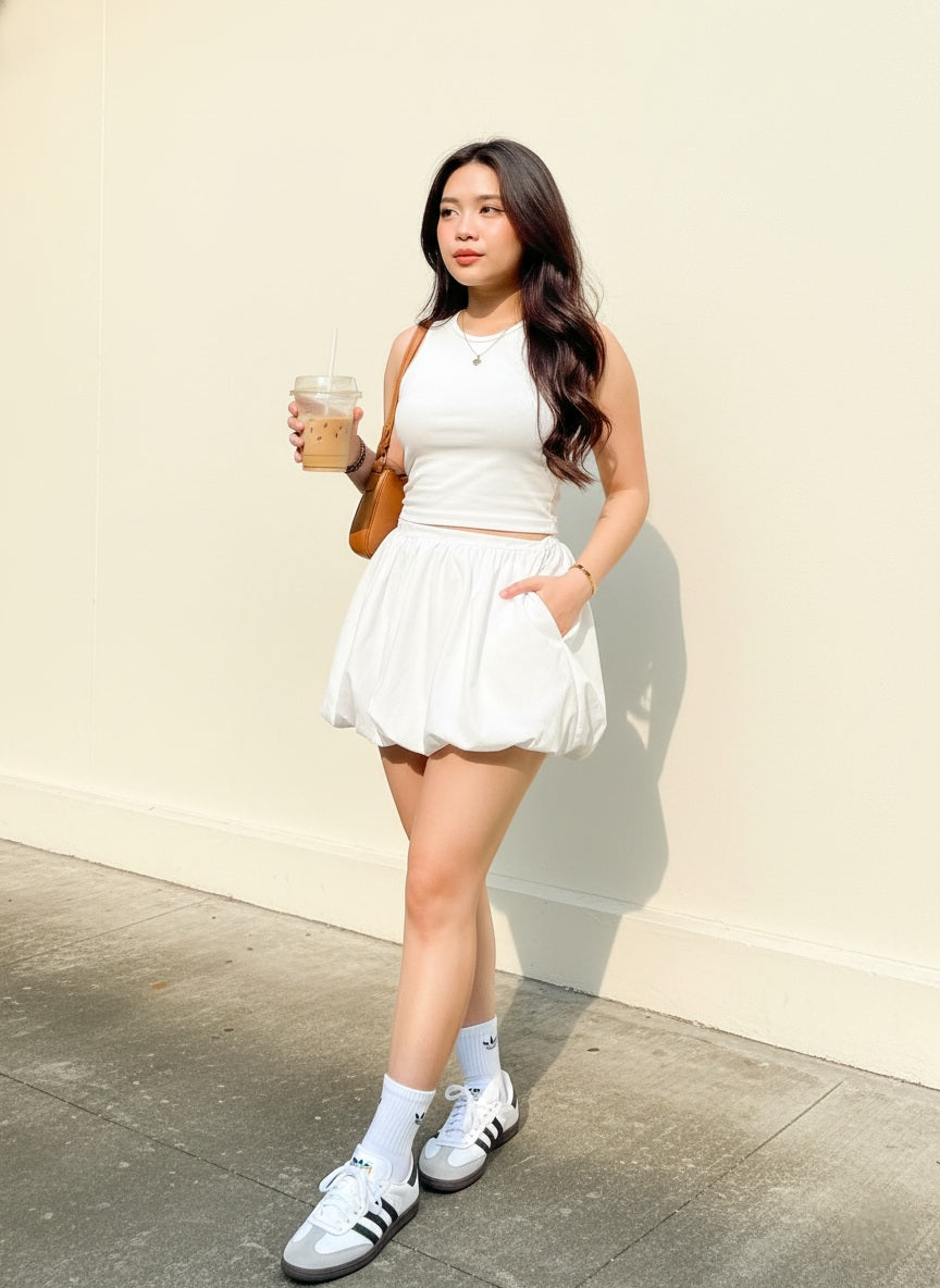 Poplin Mini Balloon Skirt