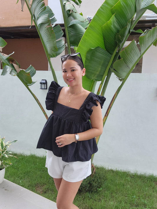 Tie Back Ruffle Sleeve Top