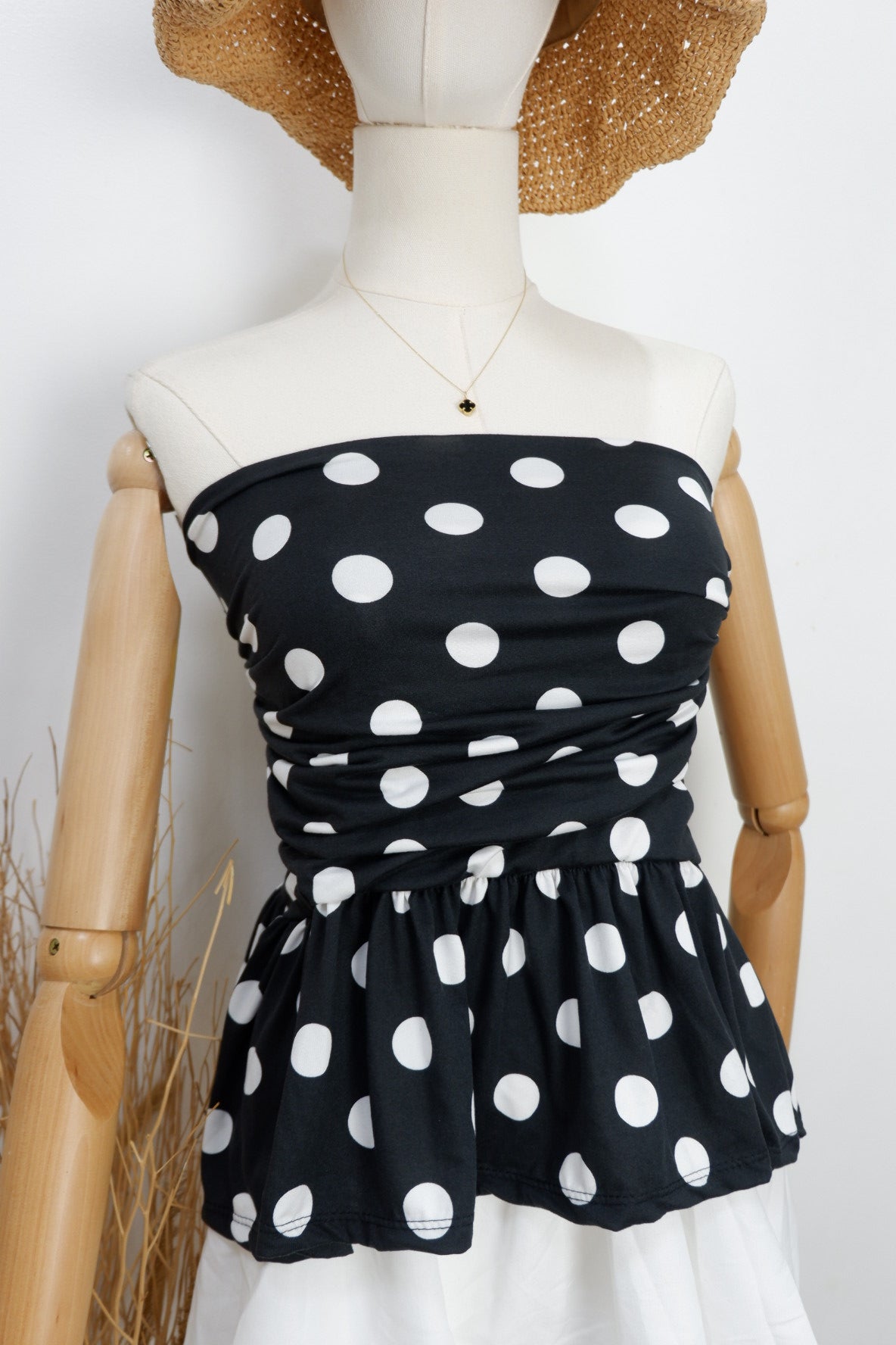 Peplum Polka Tube Top