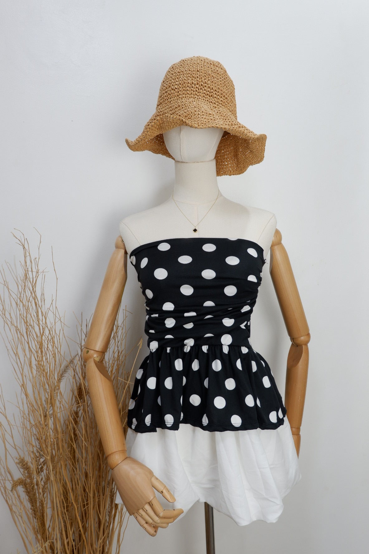 Peplum Polka Tube Top
