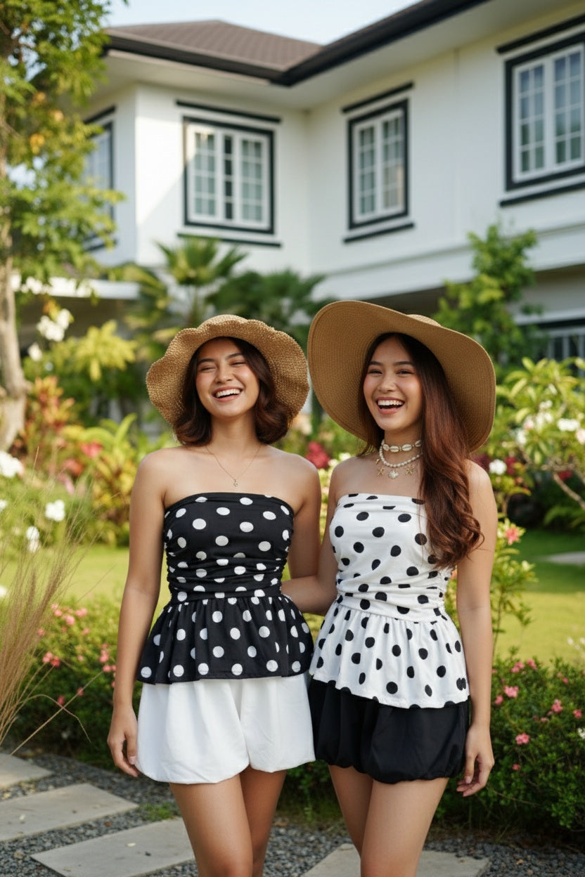 Peplum Polka Tube Top