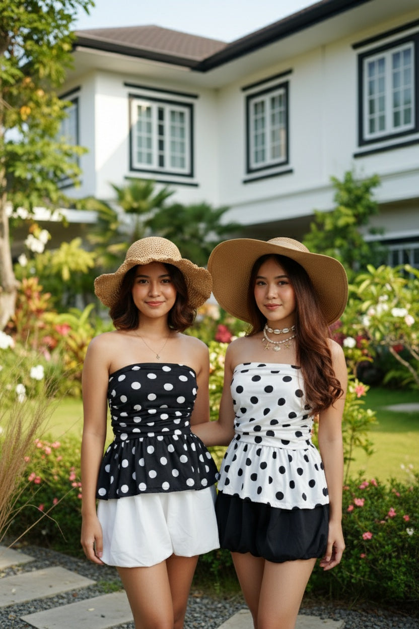 Peplum Polka Tube Top
