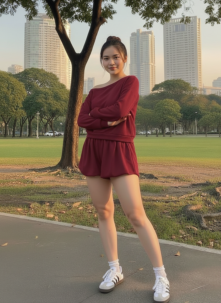 Side Shoulder and Balloon Shorts Set