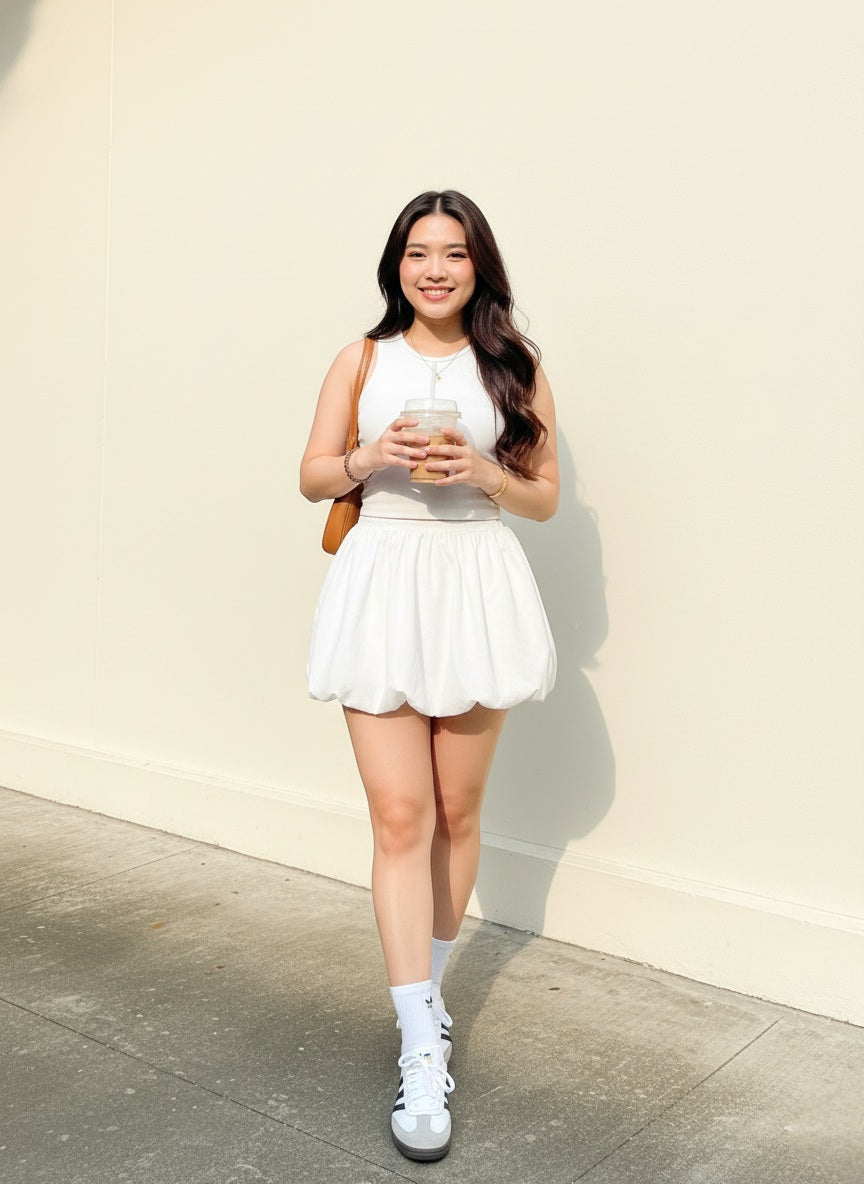 Poplin Mini Balloon Skirt